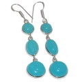 Blue Chalcedony Mixed Shape Cabochons Gemstone,.925 Sterling Silver Earrings