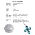 Dainty Handmade Blue Topaz Pears Gemstone .925 Sterling Silver Pendant