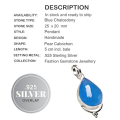 Elegant Natural Blue Chalcedony .925 Silver Pendant