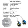Natural Blue Fire Labradorite Pear Shape Solid .925 Sterling Silver Earrings