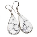 Natural Howlite Gemstone  925 Sterling Silver Earrings