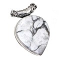 Natural Howlite Gemstone .925 Sterling Silver Pendant