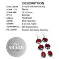 Handmade Red Garnet Ovals Gemstone .925 Sterling Silver Earrings