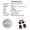 Trendy Mixed Shapes Garnet Gemstone .925 Sterling Silver Earrings