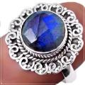 4.9 Cts Natural Canadian Blue Labradorite Solid.925 Sterling Silver Ring Size 8.5 or Q1/2