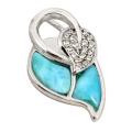 4.06 CT Natural Caribbean Larimar, White Topaz Solid .925 Sterling Silver Heart Ring Size 9 or R1/2