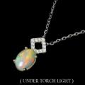 Deluxe Unheated Ethiopian Rainbow Full Flash Fire Opal Solid .925 Sterling Pendant Necklace