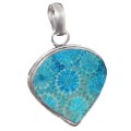 Natural Fossil Coral .925 Sterling Silver Pendant