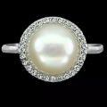19.03 cts Natural Creamy White Pearl White Cubic Zirconia Solid .925  Sterling Silver Size 7 or O