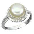 19.03 cts Natural Creamy White Pearl White Cubic Zirconia Solid .925  Sterling Silver Size 7 or O