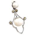 Natural White Pearl and Swiss Art of Marcasite Solid .925 Sterling Silver Pendant