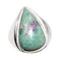 Natural Ruby in Fuchsite 925 Sterling Silver Ring Size US 9 or R 1/2