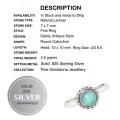 Dainty Natural Unheated Larimar Round Gemstone Solid .925 Sterling Silver Ring Size US 8.5 or UK  Q1