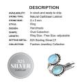 Natural Caribbean Blue Larimar .925 Sterling Silver Adjustable Free Size Ring