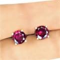 Special Price -Dainty 6mm Top Natural Round Rhodolite Garnet  in Solid .925 Sterling Silver Stud Ear