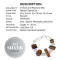 Handmade Natural Tigers Eye  Mixed Shapes Gemstones .925 Sterling Silver Bracelet
