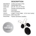 Natural Round Black Onyx .925 Silver Pendant and Earrings Set
