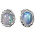 Captivating Natural Unheated Rainbow White Fire Opal Solid .925 Silver Earrings