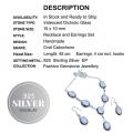 Luminescent Dichroic Glass Moonstone Look-a-like Hallmarked .925 Silver Necklace and Earrings Set