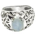 Indonesian Bali- Java Natural Rainbow Moonstone Solid .925 Sterling Silver Ring Size US 7 or O