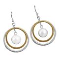 Two Tone 6.38 cts Natural White Pearl , Solid .925 Sterling Silver Earrings