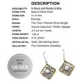 Two Tone 1.84 cts Natural White Pearl , Solid .925 Sterling Silver Earrings