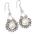 11.64 cts Natural White Pearl Solid .925 Sterling Silver Earrings