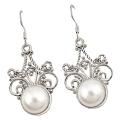 Indonesian Bali -Java 9.30 cts Natural White Pearl Solid .925 Sterling Silver Earrings