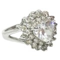 Handmade Natural White Topaz Gemstone in Solid .925 Sterling Silver Ring Size 7.5 or P