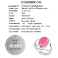 Gorgeous Inca Rose Natural Argentina Rhodochrosite Gemstone Solid .925 Sterling Silver Size 9.5