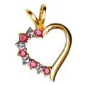 Dainty Pink Red Ruby & White Topaz .925 Solid Silver, Yellow Gold Pendant