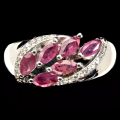 Natural Ruby and White Cubic Zirconia Gemstone Solid .925 Sterling Silver Ring Size Us 7.5 or P