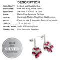 Dazzling Ruby and White Topaz Solid .925 Sterling Silver Earrings