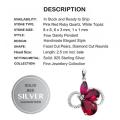 Elegant Pink Red Ruby and White Topaz Gemstone Solid .925 Sterling Silver Pendant + Free Chain