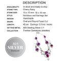 Indian Cherry Ruby Gemstone .925 Sterling Silver Necklace and Earrings Set