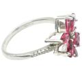 5.03 Cts Pink Red Ruby, White Topaz .925 Solid Silver Ring Size 8 or Q