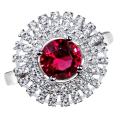 1 Cts Ruby, White Topaz .925 Solid Silver Ring Size 8 or Q