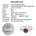 Natural Ruby and White Cubic Zirconia Gemstone Solid .925 Sterling Silver Ring Size US 6 or M