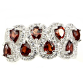 20.78 cts Natural Mozambique Garnet, White Cubic Zirconia Solid 925 Sterling Silver Ring Size 8 OR Q