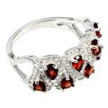 20.78 cts Natural Mozambique Garnet, White Cubic Zirconia Solid 925 Sterling Silver Ring Size 8 OR Q