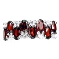 17.01 Cts Natural Mozambique Garnet, White Cubic Zirconia Solid 925 Sterling Silver Ring Size 7 or O