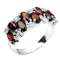 17.01 Cts Natural Mozambique Garnet, White Cubic Zirconia Solid 925 Sterling Silver Ring Size 7 or O