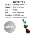 Handmade Exquisite Multi-Gemstone Gemstone .925 Silver Pendant