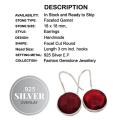 Handmade Round Faceted Garnet Gemstone .925 Sterling Silver Earrings
