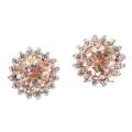Dainty Natural Unheated Morganite and White Cubic Zirconia Solid .925 Sterling Silver Stud Earrings