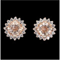 Dainty Natural Unheated Morganite and White Cubic Zirconia Solid .925 Sterling Silver Stud Earrings