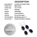Handmade Dangle Natural Faceted Black Onyx  & .925 Silver Earrings