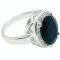 Handmade Black Oval Gemstone .925 Silver Ring Size 8 / Q