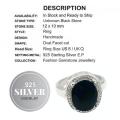Handmade Black Oval Gemstone .925 Silver Ring Size 8 / Q