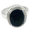 Handmade Black Oval Gemstone .925 Sterling Silver Ring Size 7 / P